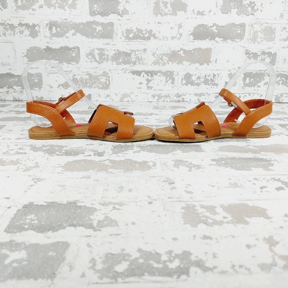 New Steve Madden Haydin Cognac Faux Leather Buckle Sandals B619 - Picture 7 of 12